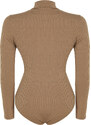 Trendyol Curve Mink Stand Collar Corduroy Knitted Body