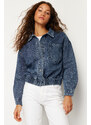 Trendyol Dark Blue More Sustainable Bomber Denim Jacket