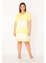 Şans Women's Plus Size Yellow Tie Dye Patterned Tunic Dress