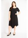 Şans Women's Black Plus Size A-Line Cut Short Sleeve Lycra Dress