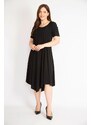 Şans Women's Black Plus Size A-Line Cut Short Sleeve Lycra Dress