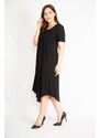 Şans Women's Black Plus Size A-Line Cut Short Sleeve Lycra Dress