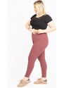 Şans Women's Plus Size Cotton Fabric Self Stripe Trousers With Ribbed And Elastic Waist Tracksuit Bottom