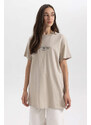 DEFACTO Regular Fit Crew Neck Printed Short Sleeve Tunic