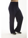 Şans Women's Plus Size Navy Blue Elastic And Laced Waist With No Pocket, A Comfortable Cut Tracksuit Bottom