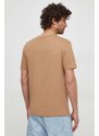 Bavlněné tričko Gant hnědá barva, s potiskem