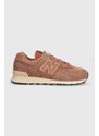 Semišové sneakers boty New Balance 574 hnědá barva, U574LWG