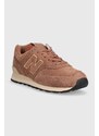 Semišové sneakers boty New Balance 574 hnědá barva, U574LWG