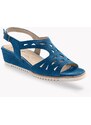 Blancheporte Kožené semišové sandály na klínovém podpatku, námořnicky modré námořnická modrá 37