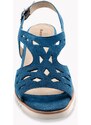 Blancheporte Kožené semišové sandály na klínovém podpatku, námořnicky modré námořnická modrá 37