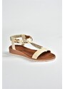 Fox Shoes Beige Stone Detailed Women's Daily Sandals