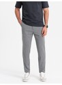 Ombre Clothing Pánské šedé kalhoty klasického střihu se vzorem V3 PACP-0187