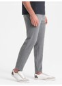 Ombre Clothing Pánské šedé kalhoty klasického střihu se vzorem V3 PACP-0187