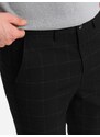 Ombre Clothing Pánské černé kalhoty klasického střihu se vzorem V5 PACP-0187