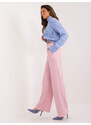 Fashionhunters Světle růžové rovné dámské oblekové kalhoty