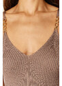 Trendyol Mink Midi Knitwear Metal Accessory Detailed Knitwear Dress