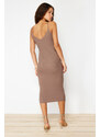 Trendyol Mink Midi Knitwear Metal Accessory Detailed Knitwear Dress