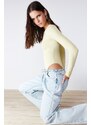 Trendyol Yellow Snaps Flexible Fitted Knitted Bodysuit