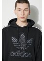 Bavlněná mikina adidas Originals pánská, černá barva, s kapucí, s potiskem, IS2933