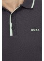 Bavlněné polo tričko Boss Green šedá barva