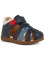 Dětské kožené sandály Geox SANDAL MACCHIA tmavomodrá barva