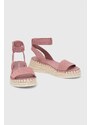 Sandály Calvin Klein Jeans SPORTY WEDGE ROPE SU CON dámské, růžová barva, na platformě, YW0YW00977