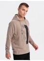 Ombre Men's printed HOODIE sweatshirt - dark beige