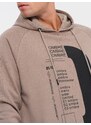 Ombre Men's printed HOODIE sweatshirt - dark beige