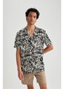 DEFACTO Regular Fit Viscose Printed Short Sleeve Shirt