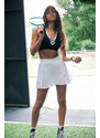 Trendyol Premium White Micro-Pleated 2-Layer Inside Shorts Pocket Tennis Knitted Sports Shorts Skirt