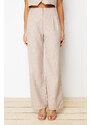 Trendyol Beige Wide Leg Striped Woven Trousers