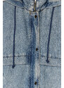 Trendyol Blue Hooded Oversize Denim Jacket