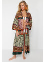 Trendyol Ethnic Patterned Midi Woven 100% Cotton Kimono & Kaftan