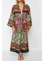 Trendyol Ethnic Patterned Midi Woven 100% Cotton Kimono & Kaftan