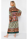 Trendyol Ethnic Patterned Midi Woven 100% Cotton Kimono & Kaftan