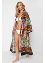 Trendyol Ethnic Patterned Midi Woven 100% Cotton Kimono & Kaftan