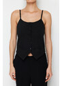 Trendyol Black Strappy Buttoned Flexible Crop Knitted Blouse