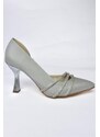 Fox Shoes P246068504 Silver Fabric Thin Heels, Women's Evening Dress Shoes