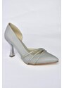 Fox Shoes P246068504 Silver Fabric Thin Heels, Women's Evening Dress Shoes