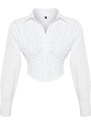 Trendyol Bridal White Body-Sitting Corset Detailed Shiny Jewelled Shirt