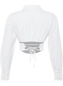 Trendyol Bridal White Body-Sitting Corset Detailed Shiny Jewelled Shirt