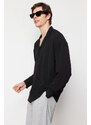 Trendyol Black Oversize Fit Apache Collar Shirt