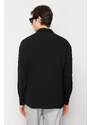 Trendyol Black Oversize Fit Apache Collar Shirt