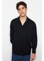 Trendyol Black Oversize Fit Apache Collar Shirt