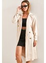 Bianco Lucci Women's Buttoned Belted Trench Coat