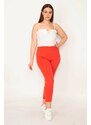 Şans Women's Plus Size Red Side Stripe Micro Jersey Leggings