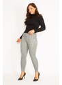 Şans Women's Plus Size Gray Checkered Leggings