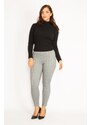 Şans Women's Plus Size Gray Checkered Leggings