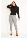 Şans Women's Plus Size Gray Checkered Leggings