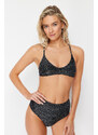 Trendyol Black Bralette Silvery Bikini Top